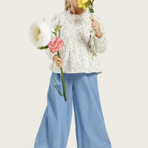 Eligo Floral Print Round Neck Top with Long Sleeves